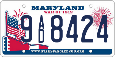 MD license plate 9AD8424