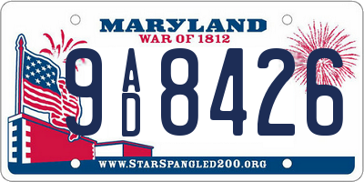 MD license plate 9AD8426