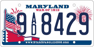 MD license plate 9AD8429