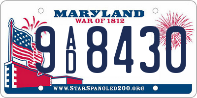 MD license plate 9AD8430
