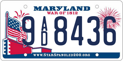 MD license plate 9AD8436