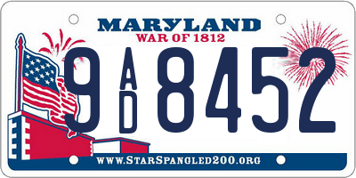 MD license plate 9AD8452