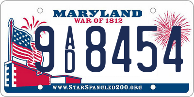 MD license plate 9AD8454