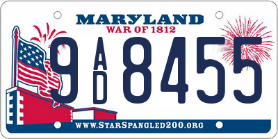 MD license plate 9AD8455