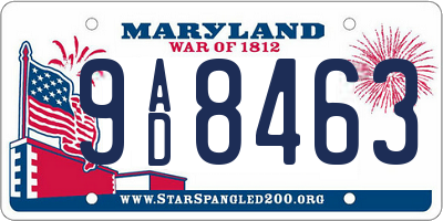 MD license plate 9AD8463