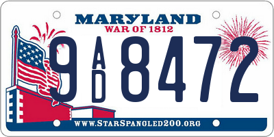 MD license plate 9AD8472