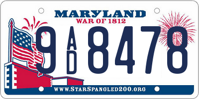 MD license plate 9AD8478