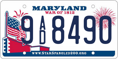 MD license plate 9AD8490