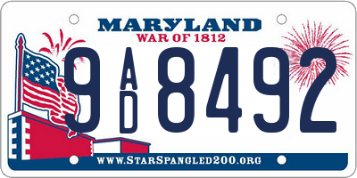 MD license plate 9AD8492