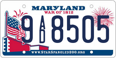 MD license plate 9AD8505