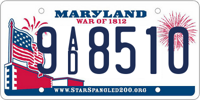 MD license plate 9AD8510