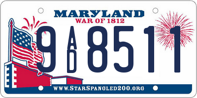 MD license plate 9AD8511