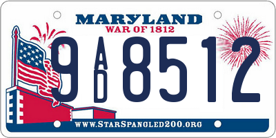 MD license plate 9AD8512