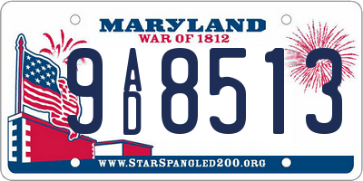 MD license plate 9AD8513