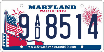 MD license plate 9AD8514