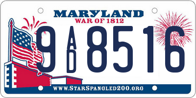 MD license plate 9AD8516