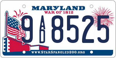 MD license plate 9AD8525