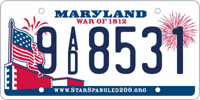 MD license plate 9AD8531