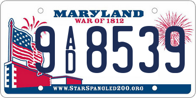 MD license plate 9AD8539