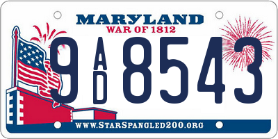 MD license plate 9AD8543