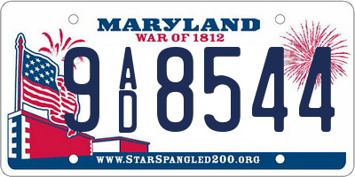 MD license plate 9AD8544