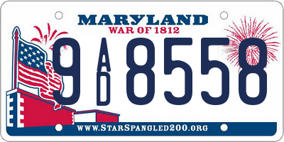MD license plate 9AD8558