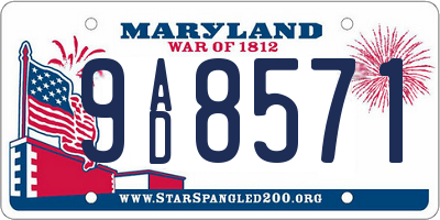 MD license plate 9AD8571