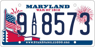 MD license plate 9AD8573