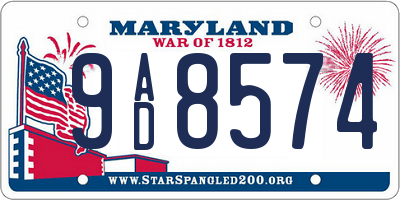 MD license plate 9AD8574