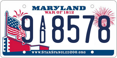 MD license plate 9AD8578