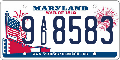 MD license plate 9AD8583