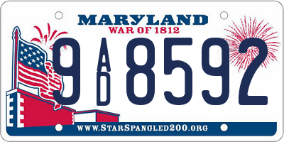 MD license plate 9AD8592