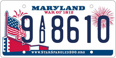 MD license plate 9AD8610