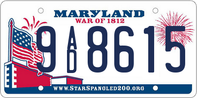 MD license plate 9AD8615