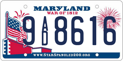 MD license plate 9AD8616