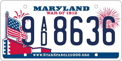MD license plate 9AD8636