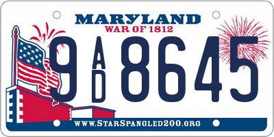 MD license plate 9AD8645