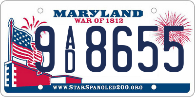 MD license plate 9AD8655