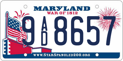 MD license plate 9AD8657