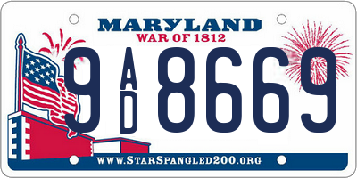 MD license plate 9AD8669