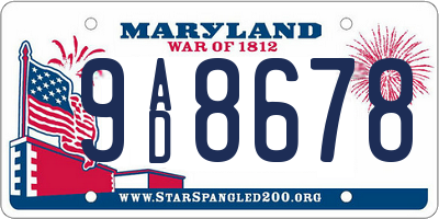 MD license plate 9AD8678