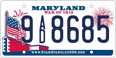 MD license plate 9AD8685