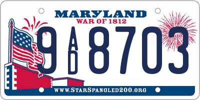MD license plate 9AD8703