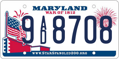 MD license plate 9AD8708