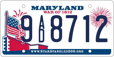 MD license plate 9AD8712