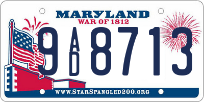 MD license plate 9AD8713