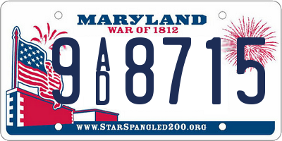 MD license plate 9AD8715