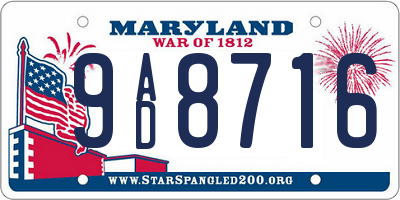 MD license plate 9AD8716