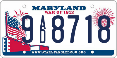 MD license plate 9AD8718