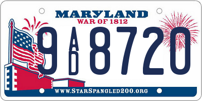 MD license plate 9AD8720